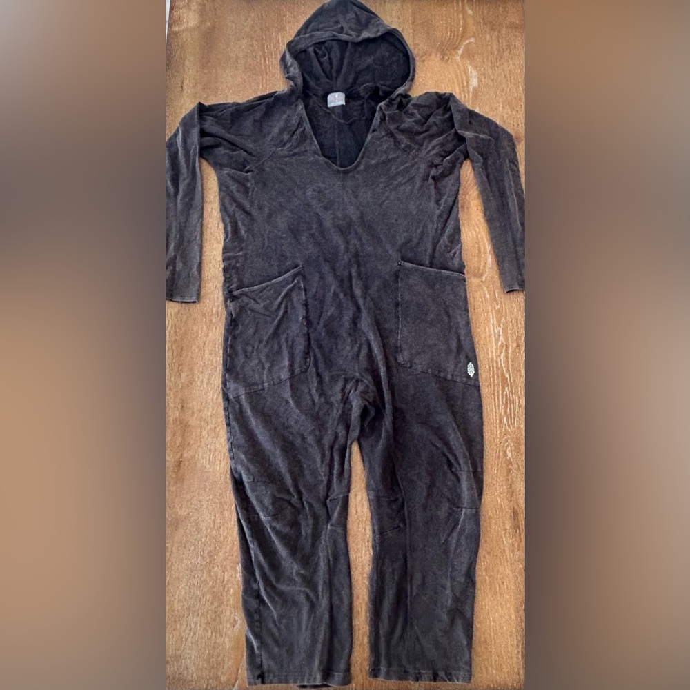 Free People Black Hoodie Jumpsuit